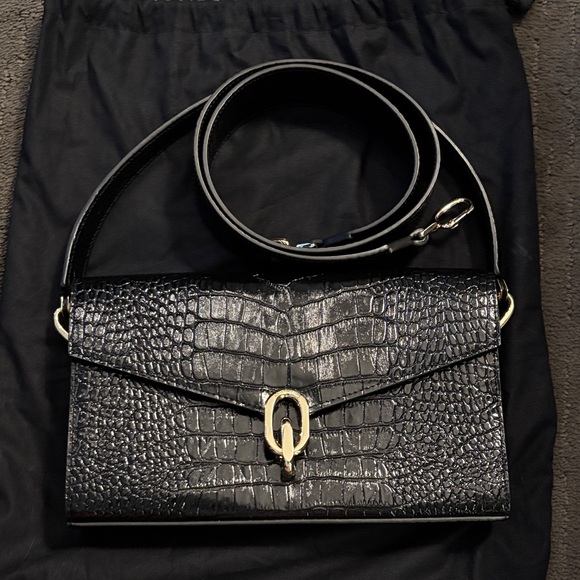 Anine Bing Black Crocodile Pattern Women's Bag Like New - Picture 1 of 5
